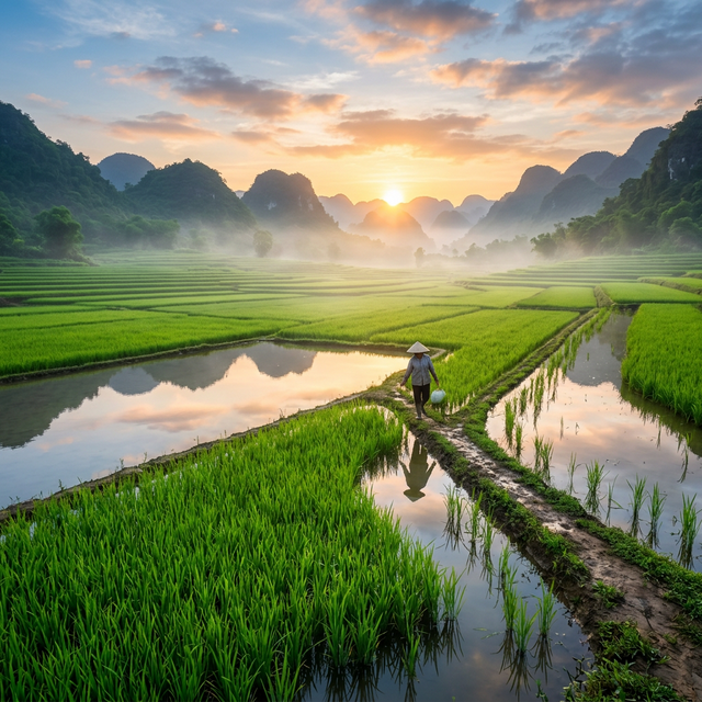 Lush Green Paddy Field